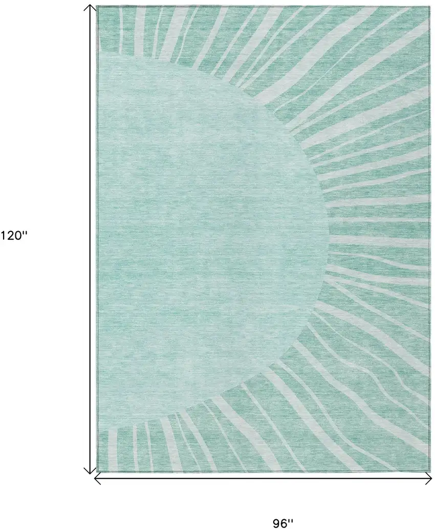 Teal Blue Aqua And Mint Green Abstract Washable Indoor Outdoor Area Rug Photo 3