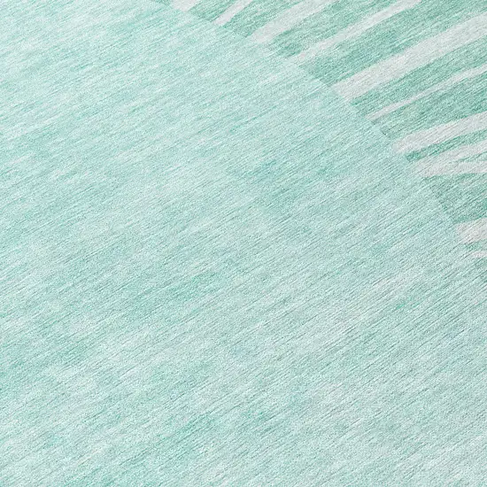 Teal Blue Aqua And Mint Green Abstract Washable Indoor Outdoor Area Rug Photo 8