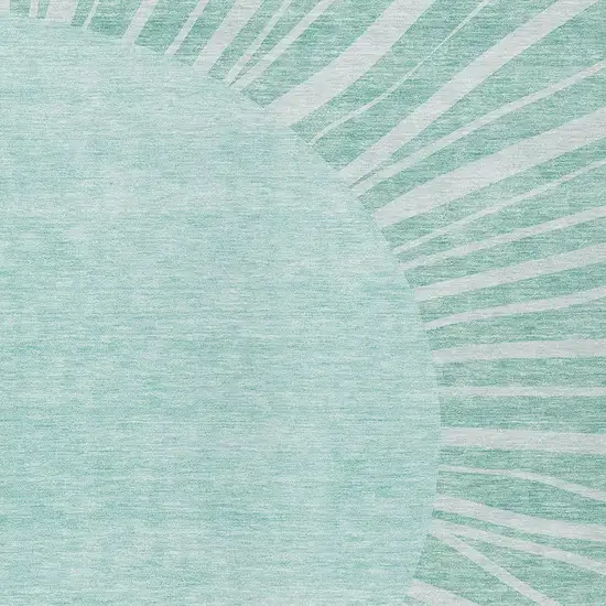 Teal Blue Aqua And Mint Green Abstract Washable Indoor Outdoor Area Rug Photo 6
