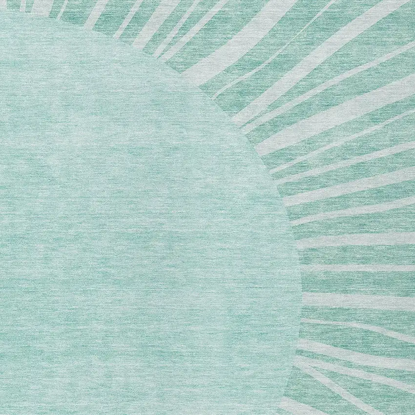 Teal Blue Aqua And Mint Green Abstract Washable Indoor Outdoor Area Rug Photo 6