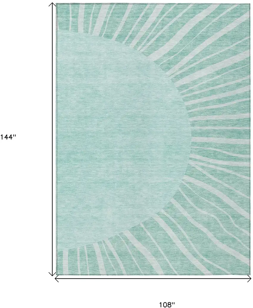 Teal Blue Aqua And Mint Green Abstract Washable Indoor Outdoor Area Rug Photo 3