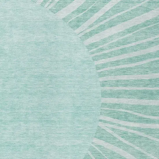 Teal Blue Aqua And Mint Green Abstract Washable Indoor Outdoor Area Rug Photo 6