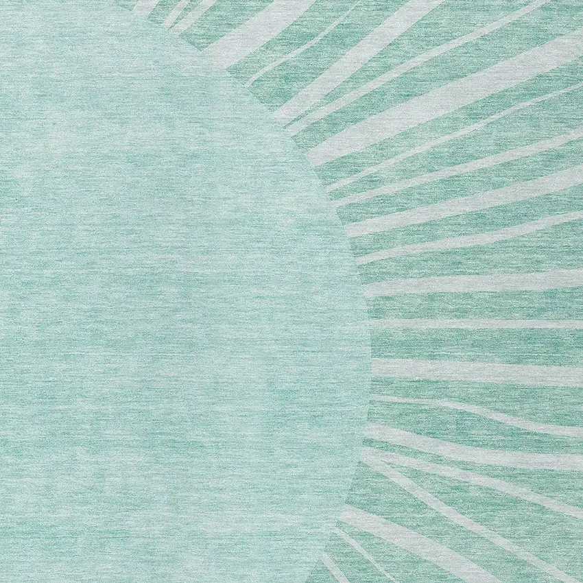 Teal Blue Aqua And Mint Green Abstract Washable Indoor Outdoor Area Rug Photo 6
