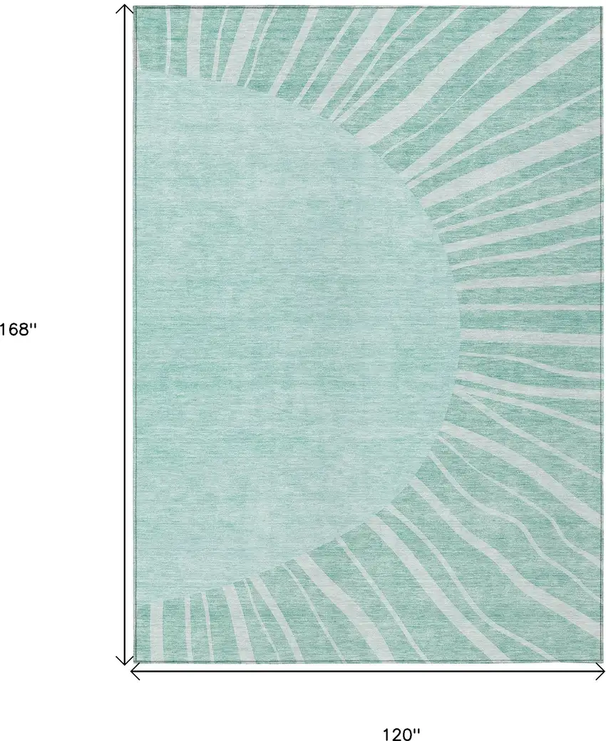 Teal Blue Aqua And Mint Green Abstract Washable Indoor Outdoor Area Rug Photo 3
