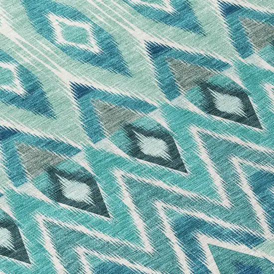 Teal Blue Aqua And Mint Green Southwestern Washable Indoor Outdoor Area Rug Photo 5