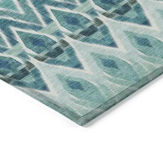 Teal Blue Aqua And Mint Green Southwestern Washable Indoor Outdoor Area Rug Photo 4