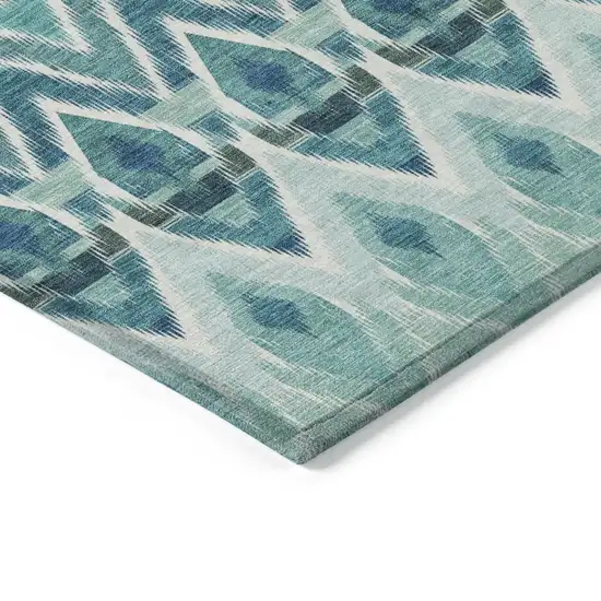 Teal Blue Aqua And Mint Green Southwestern Washable Indoor Outdoor Area Rug Photo 4