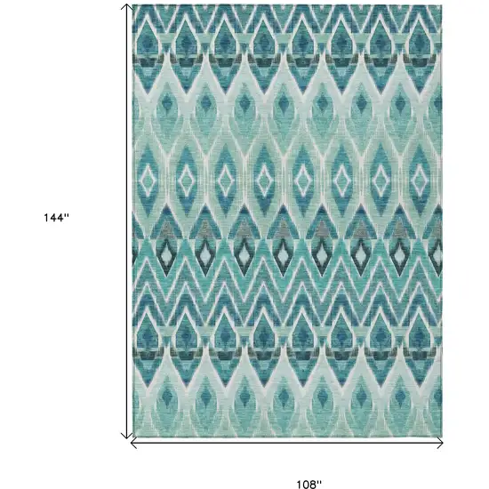 Teal Blue Aqua And Mint Green Southwestern Washable Indoor Outdoor Area Rug Photo 3