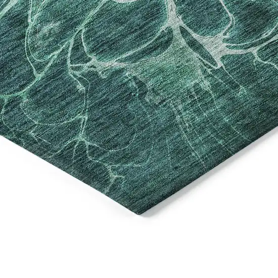 Teal Blue Aqua And Turquoise Abstract Washable Indoor Outdoor Area Rug Photo 5