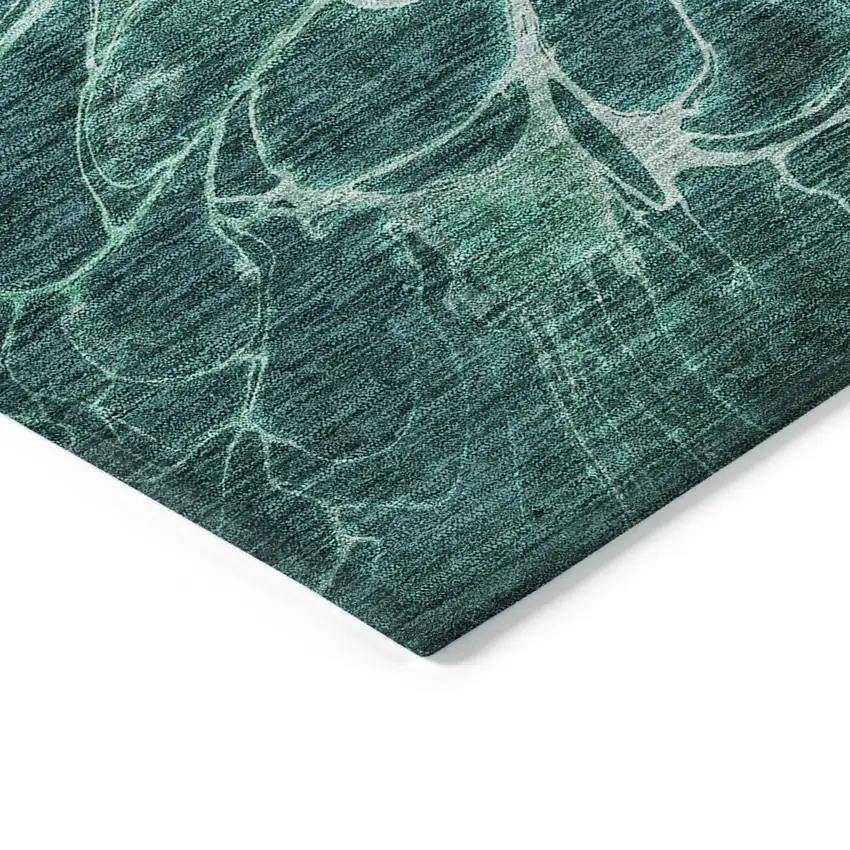 Teal Blue Aqua And Turquoise Abstract Washable Indoor Outdoor Area Rug Photo 5
