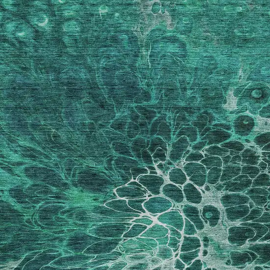 Teal Blue Aqua And Turquoise Abstract Washable Indoor Outdoor Area Rug Photo 6