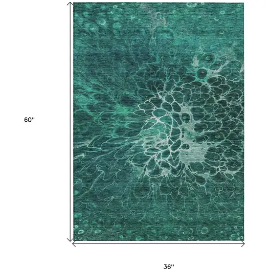 Teal Blue Aqua And Turquoise Abstract Washable Indoor Outdoor Area Rug Photo 3