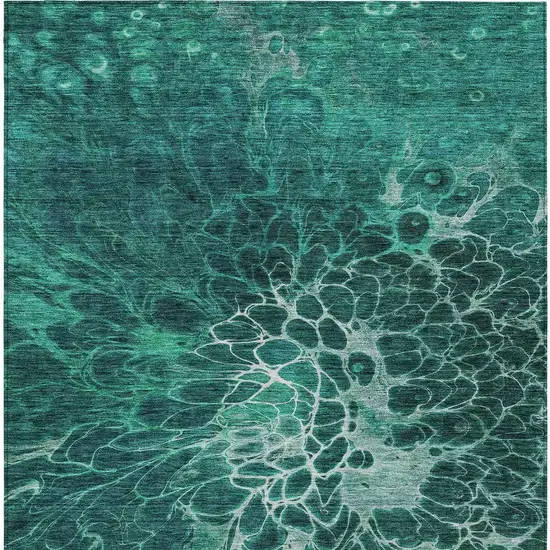 Teal Blue Aqua And Turquoise Abstract Washable Indoor Outdoor Area Rug Photo 7