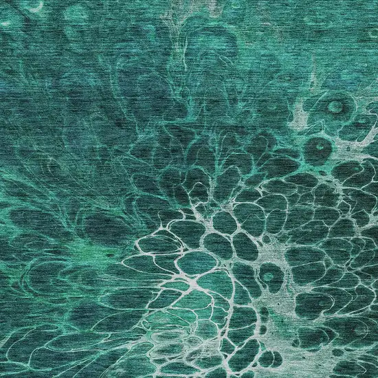 Teal Blue Aqua And Turquoise Abstract Washable Indoor Outdoor Area Rug Photo 6