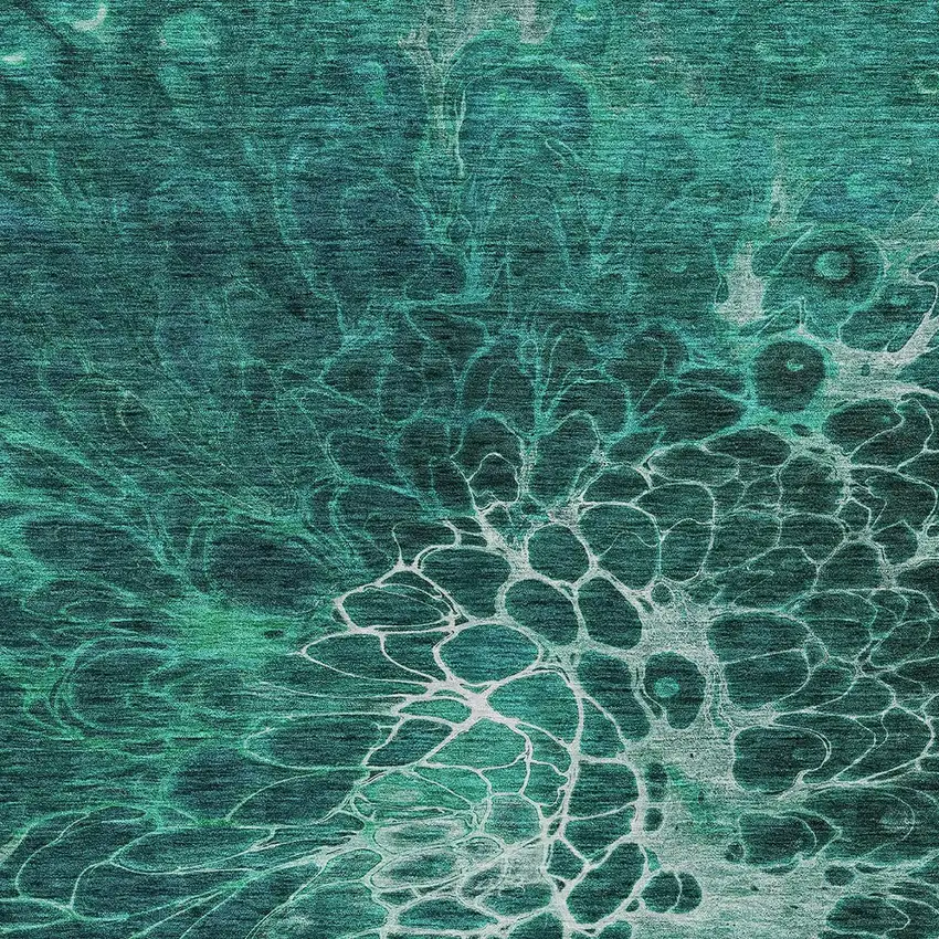 Teal Blue Aqua And Turquoise Abstract Washable Indoor Outdoor Area Rug Photo 6