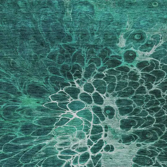 Teal Blue Aqua And Turquoise Abstract Washable Indoor Outdoor Area Rug Photo 5
