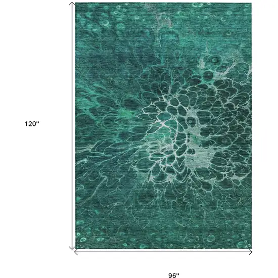 Teal Blue Aqua And Turquoise Abstract Washable Indoor Outdoor Area Rug Photo 3