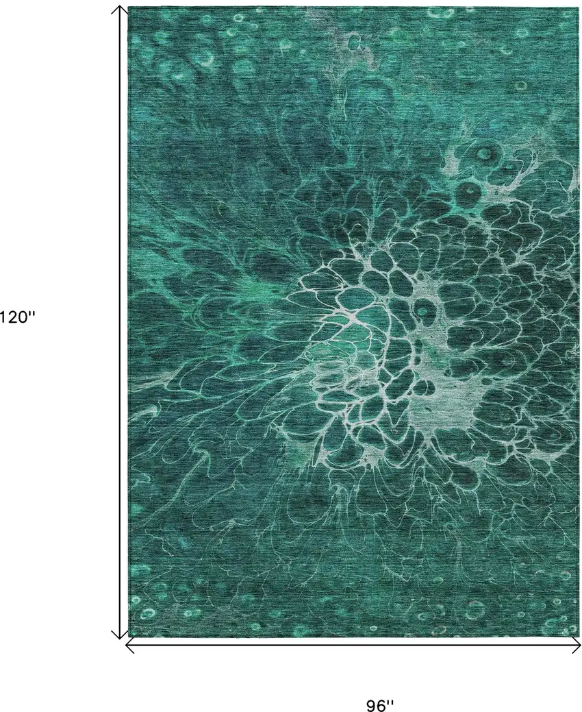 Teal Blue Aqua And Turquoise Abstract Washable Indoor Outdoor Area Rug Photo 3