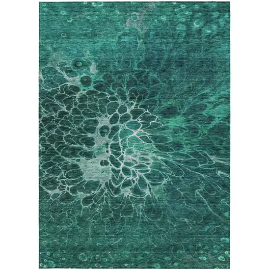 Teal Blue Aqua And Turquoise Abstract Washable Indoor Outdoor Area Rug Photo 6