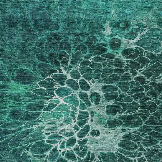 Teal Blue Aqua And Turquoise Abstract Washable Indoor Outdoor Area Rug Photo 6