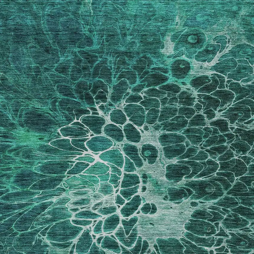 Teal Blue Aqua And Turquoise Abstract Washable Indoor Outdoor Area Rug Photo 6