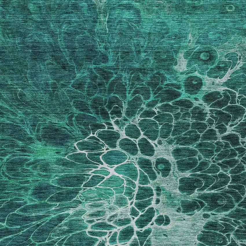 Teal Blue Aqua And Turquoise Abstract Washable Indoor Outdoor Area Rug Photo 6