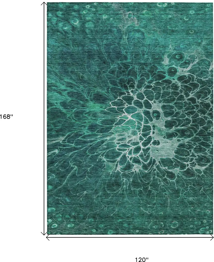 Teal Blue Aqua And Turquoise Abstract Washable Indoor Outdoor Area Rug Photo 3