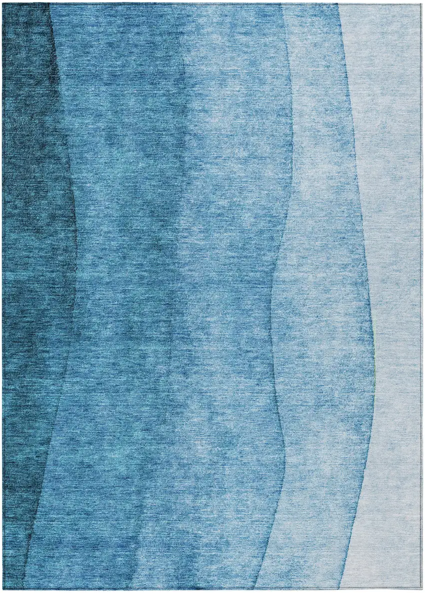 Teal Blue Aqua And Turquoise Ombre Washable Indoor Outdoor Area Rug Photo 2