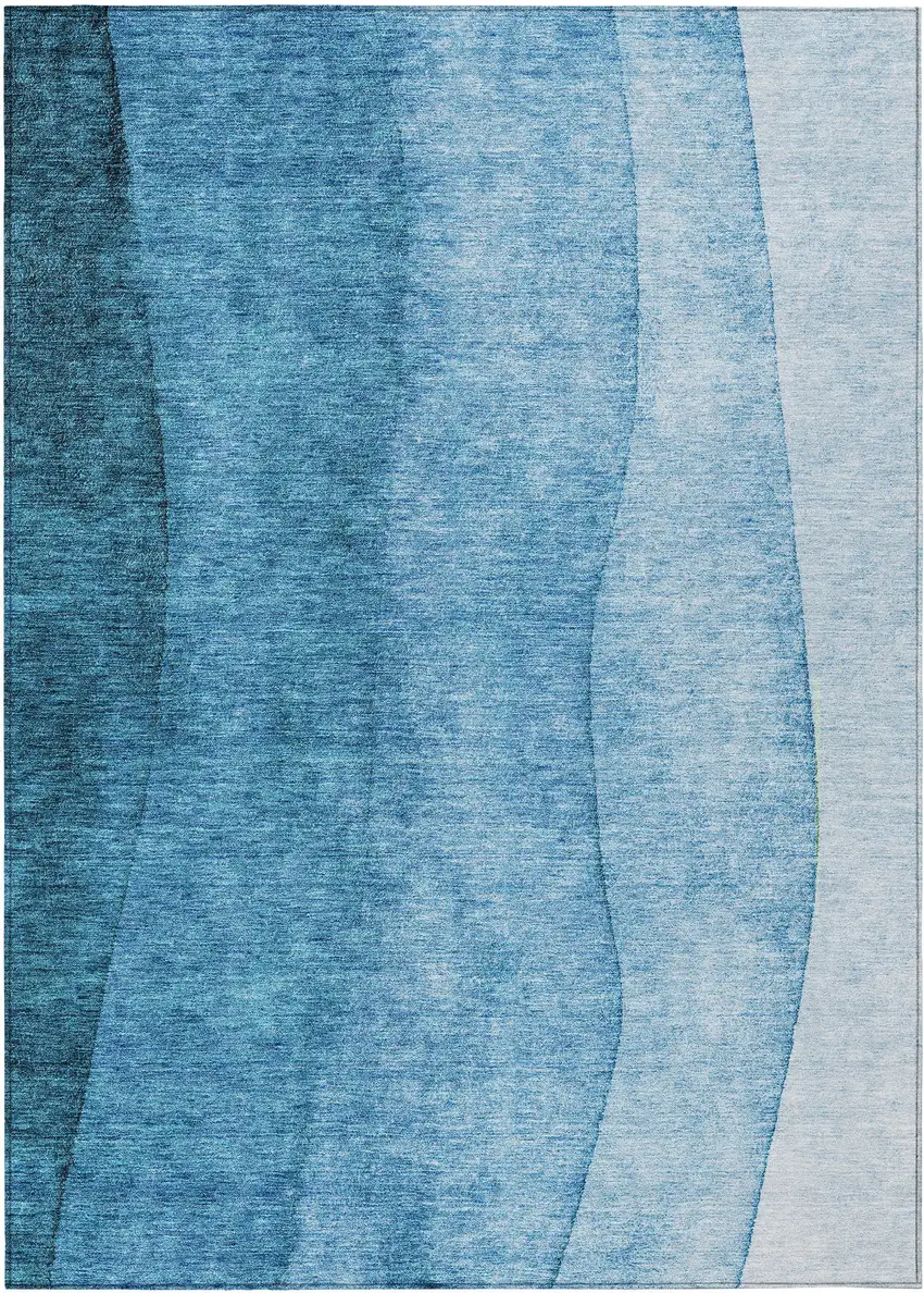 Teal Blue Aqua And Turquoise Ombre Washable Indoor Outdoor Area Rug Photo 2