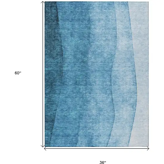 Teal Blue Aqua And Turquoise Ombre Washable Indoor Outdoor Area Rug Photo 3