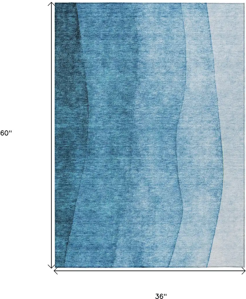 Teal Blue Aqua And Turquoise Ombre Washable Indoor Outdoor Area Rug Photo 3