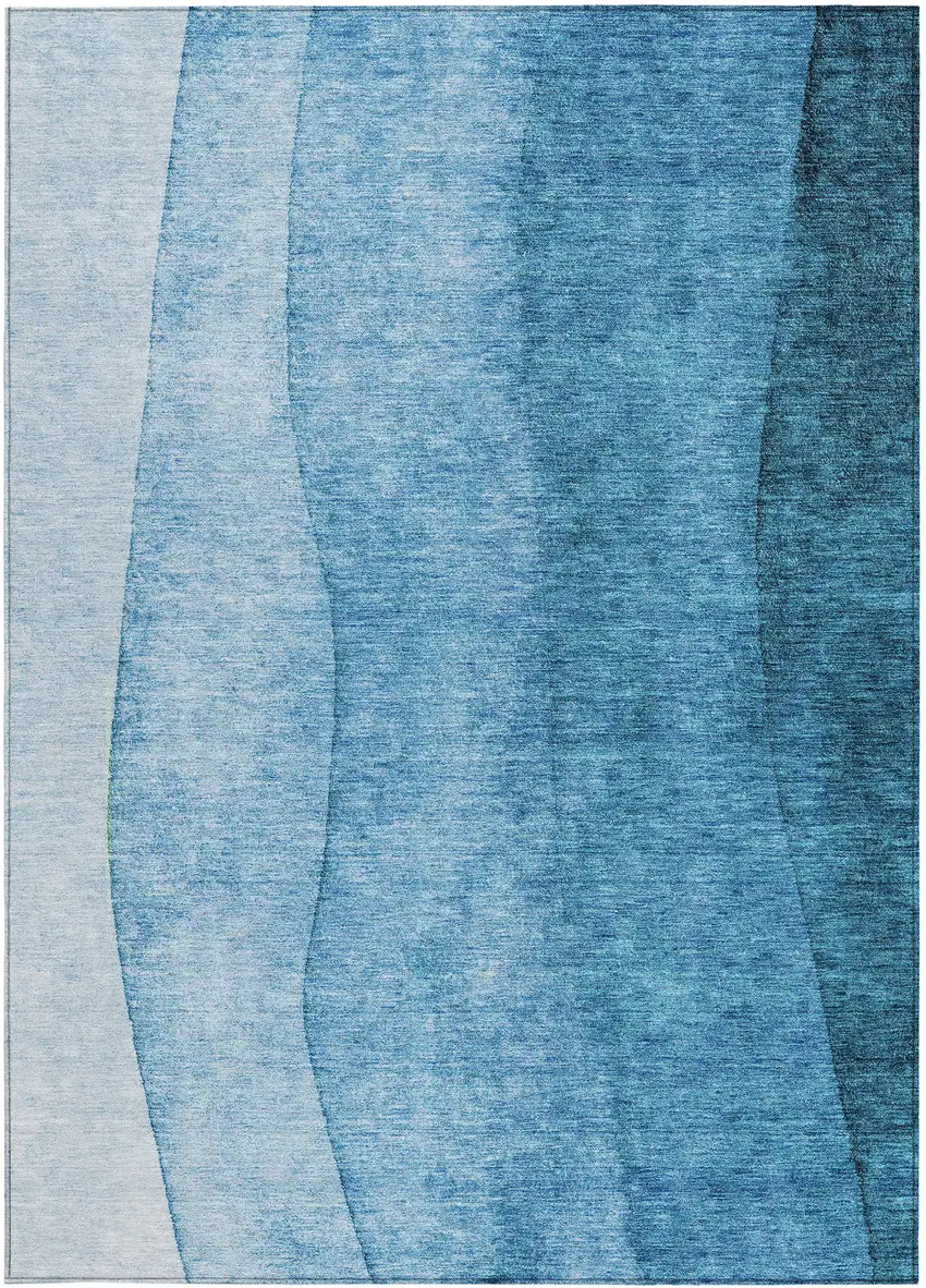 Teal Blue Aqua And Turquoise Ombre Washable Indoor Outdoor Area Rug Photo 5