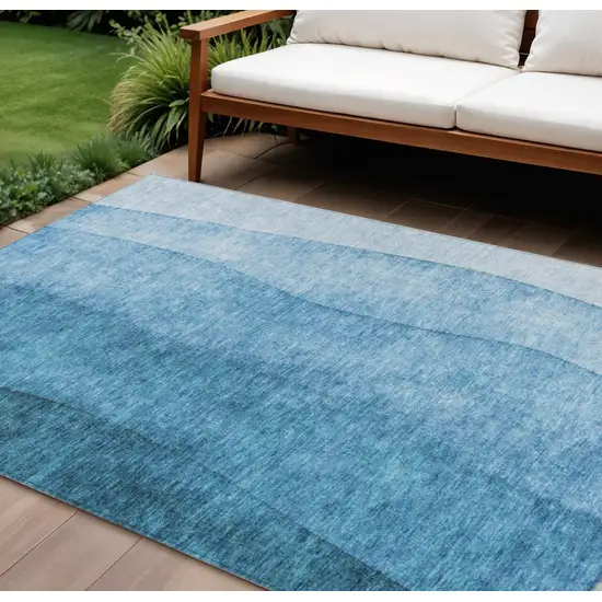 Teal Blue Aqua And Turquoise Ombre Washable Indoor Outdoor Area Rug Photo 1