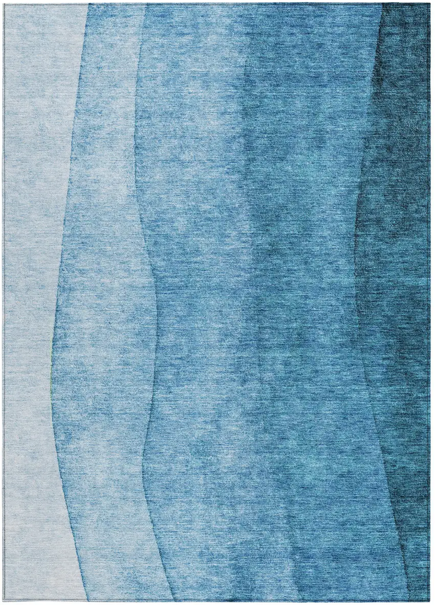 Teal Blue Aqua And Turquoise Ombre Washable Indoor Outdoor Area Rug Photo 4