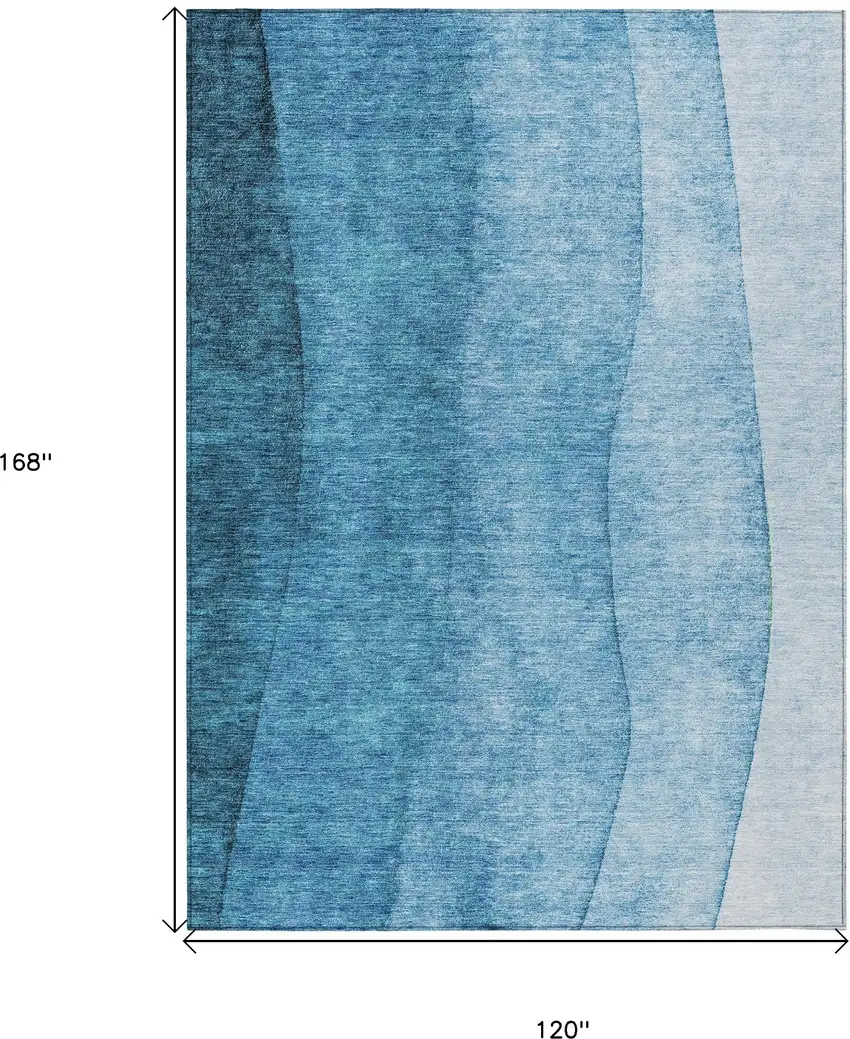 Teal Blue Aqua And Turquoise Ombre Washable Indoor Outdoor Area Rug Photo 9