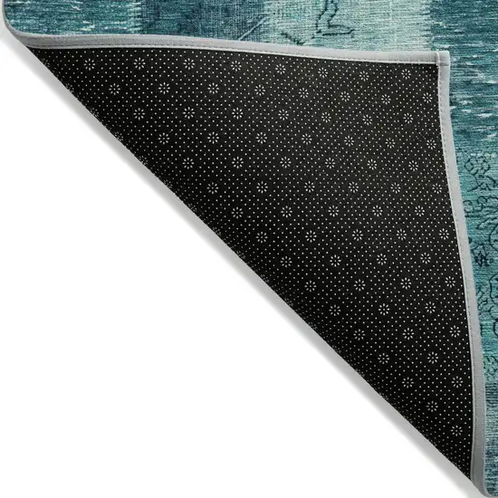 Teal Blue Aqua And Turquoise Patchwork Washable Indoor Outdoor Area Rug Photo 2