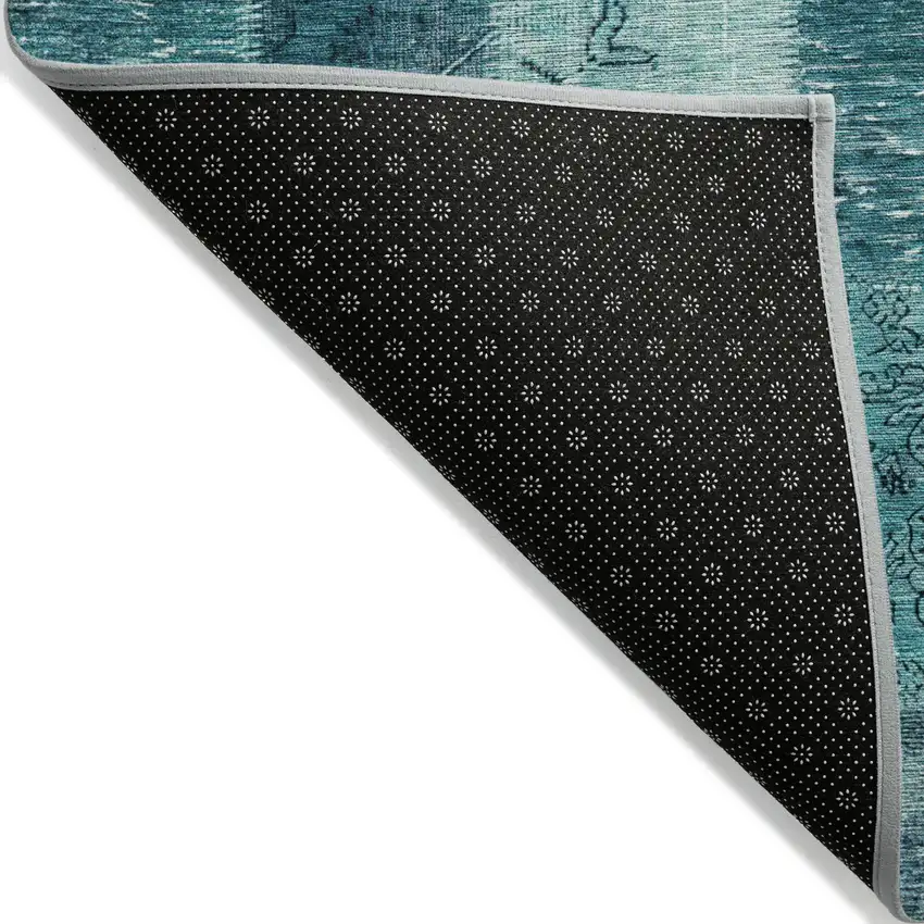 Teal Blue Aqua And Turquoise Patchwork Washable Indoor Outdoor Area Rug Photo 2