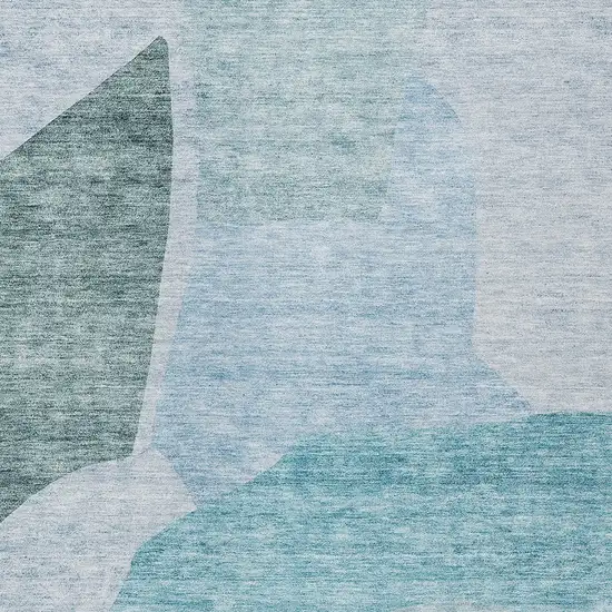 Teal Blue Artichoke Green And Blue Abstract Washable Indoor Outdoor Area Rug Photo 7