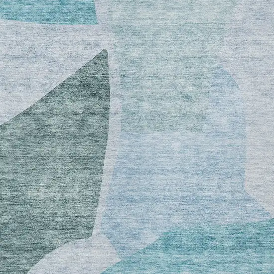 Teal Blue Artichoke Green And Blue Abstract Washable Indoor Outdoor Area Rug Photo 8