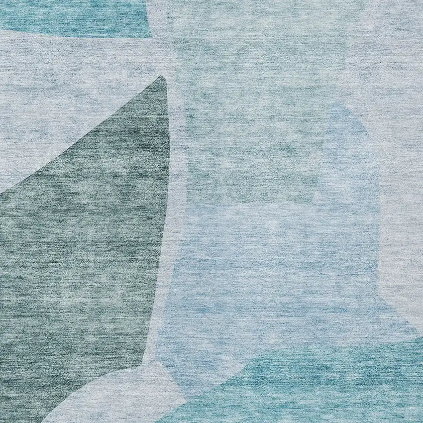 Teal Blue Artichoke Green And Blue Abstract Washable Indoor Outdoor Area Rug Photo 8