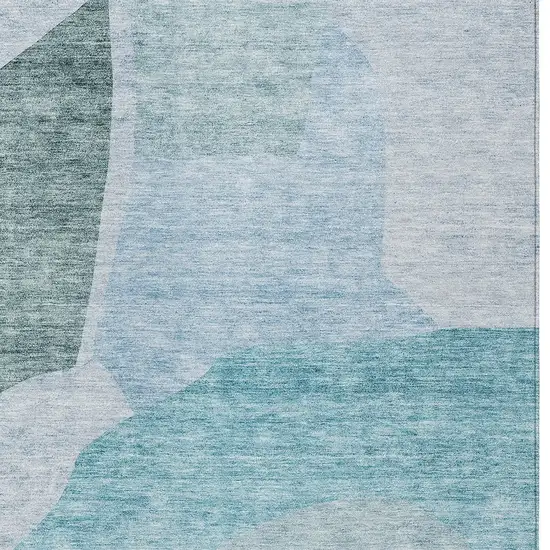 Teal Blue Artichoke Green And Blue Abstract Washable Indoor Outdoor Area Rug Photo 6