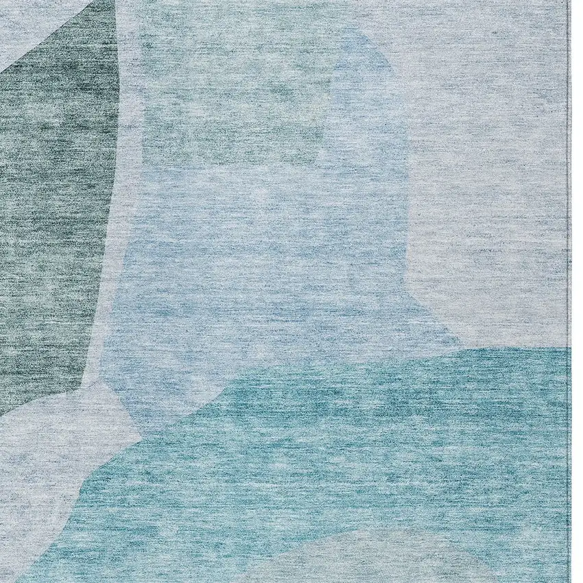 Teal Blue Artichoke Green And Blue Abstract Washable Indoor Outdoor Area Rug Photo 6