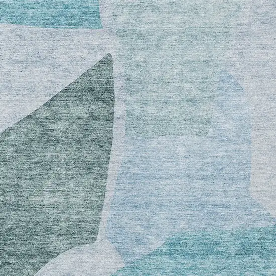 Teal Blue Artichoke Green And Blue Abstract Washable Indoor Outdoor Area Rug Photo 6