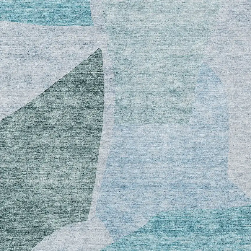 Teal Blue Artichoke Green And Blue Abstract Washable Indoor Outdoor Area Rug Photo 6