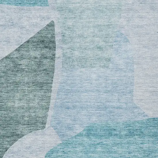Teal Blue Artichoke Green And Blue Abstract Washable Indoor Outdoor Area Rug Photo 6