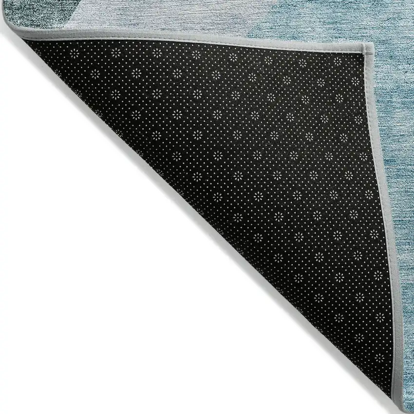 Teal Blue Artichoke Green And Blue Abstract Washable Indoor Outdoor Area Rug Photo 4