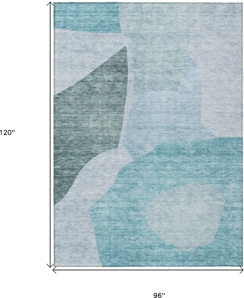 Teal Blue Artichoke Green And Blue Abstract Washable Indoor Outdoor Area Rug Photo 3