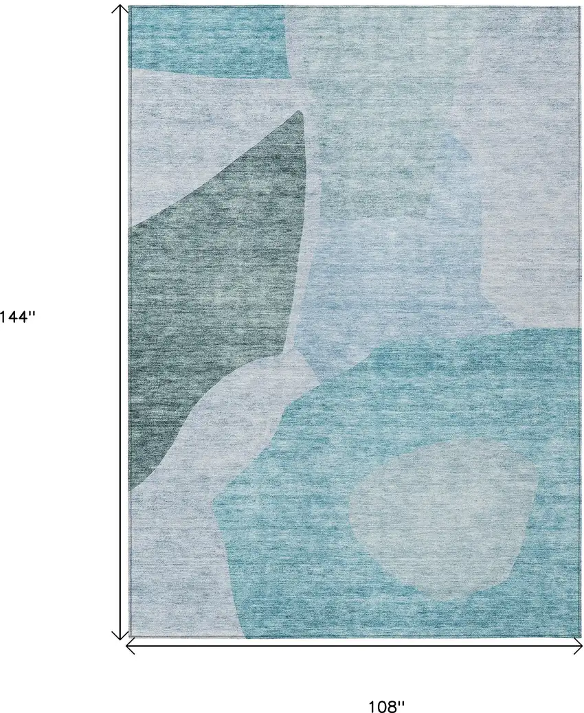 Teal Blue Artichoke Green And Blue Abstract Washable Indoor Outdoor Area Rug Photo 3