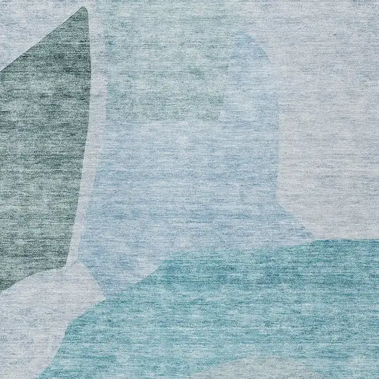 Teal Blue Artichoke Green And Blue Abstract Washable Indoor Outdoor Area Rug Photo 5