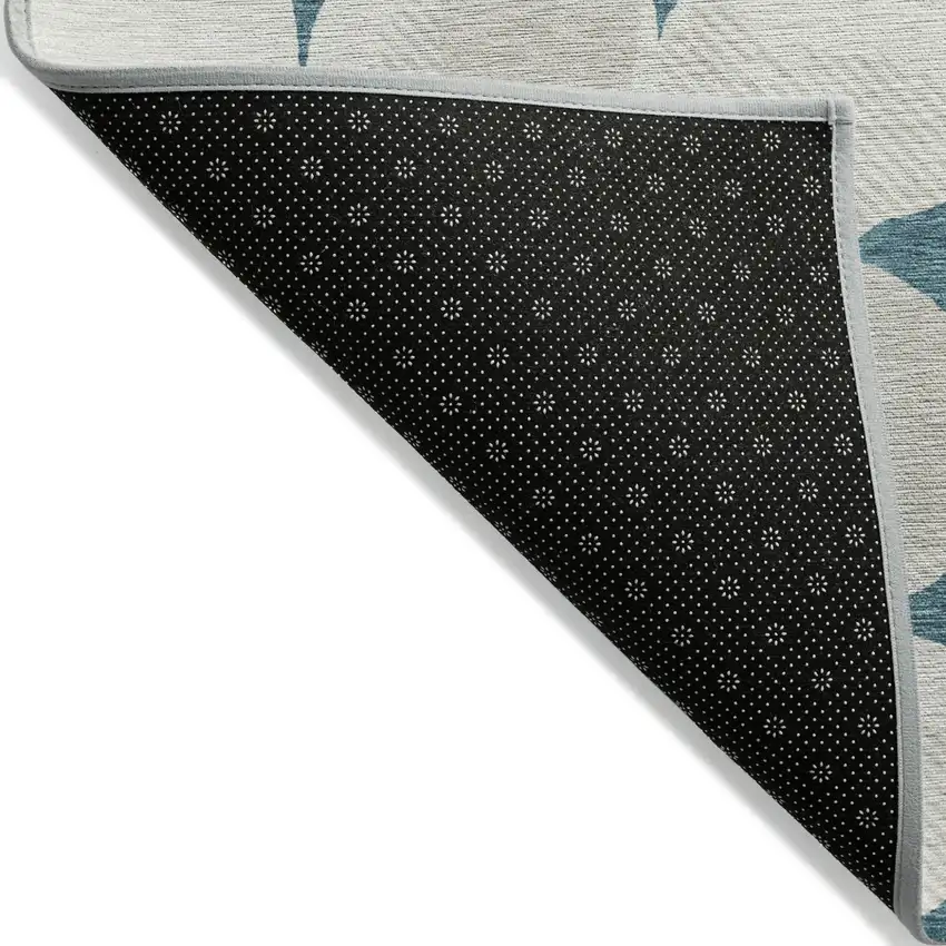 Teal Blue Beige And Ivory Abstract Washable Indoor Outdoor Area Rug Photo 4